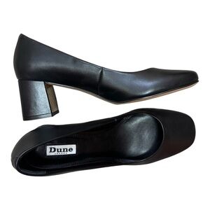 Dune London Assure Block Heel Pump Leather Almond Toe Size 39 Black
